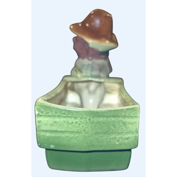 Vintage Ceramic Farmer Figurine With Wheelbarrow Planter - Picture 6 of 9